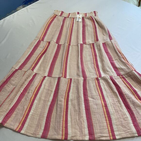 NWT Marine Layer Corrine Striped Cotton Maxi Midi Skirt Size Large New - Picture 1 of 6